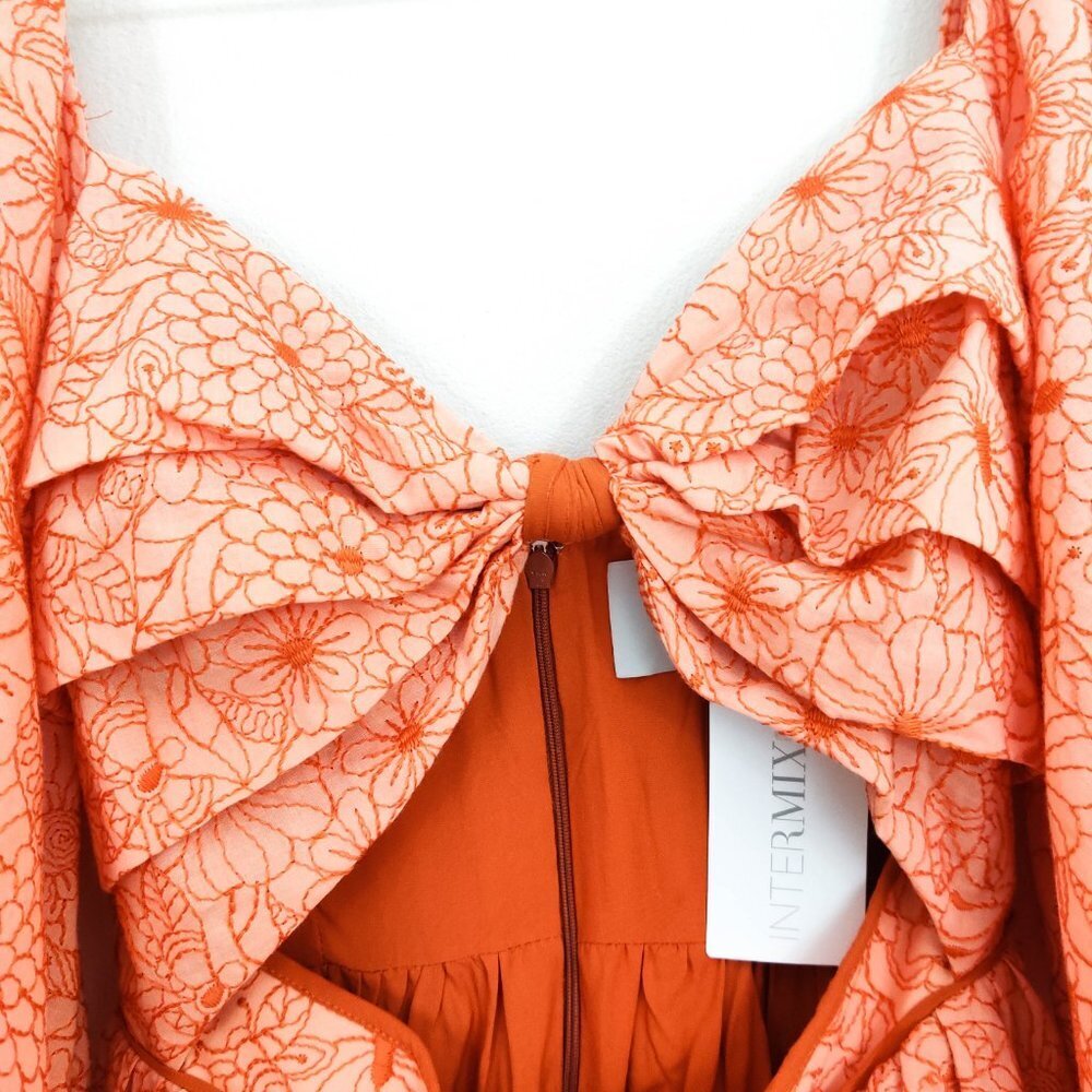 Azulu Maiori Cut-Out Embroidered Mini Dress in Orange XS - Picture 8 of 13